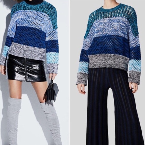 Derek Lam 10 Crosby Colorblock Gradient Crewneck Sweater - Picture 8 of 9